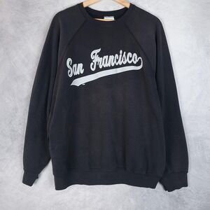 Vintage San Francisco Sweatshirt Mens XL Black Tultex Crewneck USA 80s